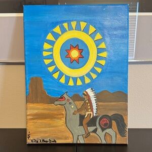 Native American Art Canvas hand painted 12x16
